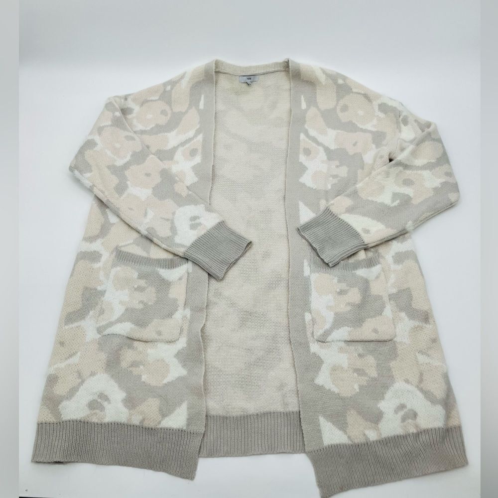 Fate | grey camo long cardigan sweater | large